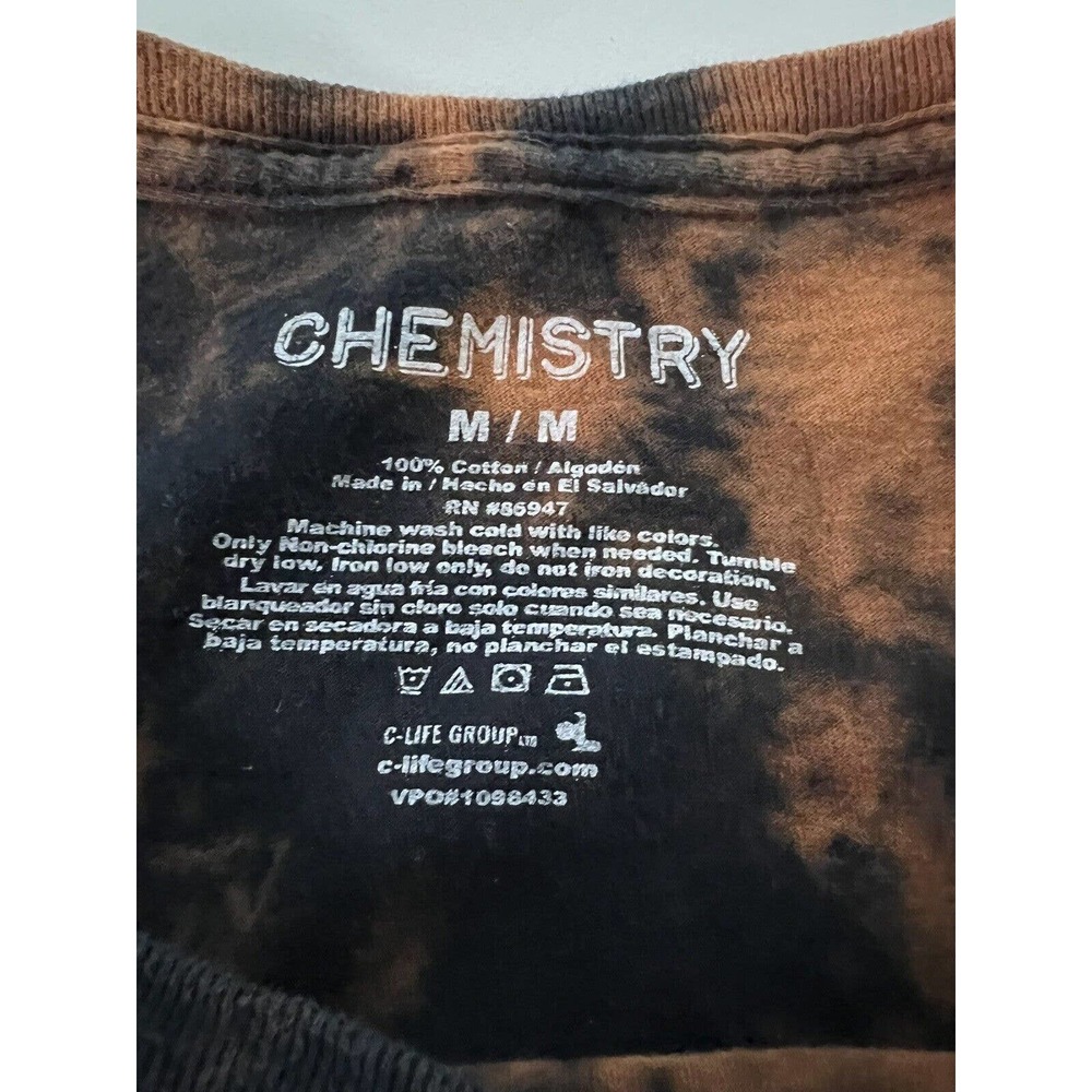 Chemistry Shirt Mens Medium Skull &‎ Flower Positive Energy Brown Gothic - Picture 3 of 3